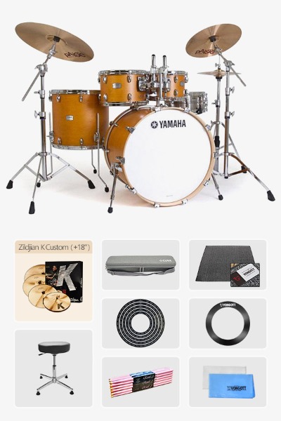 Yamaha Tour custom 야마하 투어커스텀 드럼세트 Zildjian K Custom 18추가 심벌세트 드럼매트 드럼의자 스틱12조 뮤트링 홀링 드럼융 풀패키지